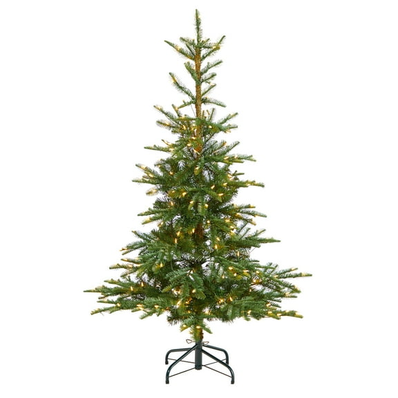 Nearly Natural 5' Spruce Artificial Christmas Tree Prelit 200 Clear Lights
