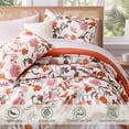 thumbnail image 3 of Exclusivo Mezcla Floral California King Comforter Set, 3 Pieces Cal King Size Lightweight Bedding Comforters, Orange Botanical Flowers Pattern, 3 of 8