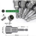 thumbnail image 3 of Magnetic Nut Setter Driver Drill Bit Set, 6-19mm Metric Nut Drivers, Bolt and Nut Remover Tool, 14 Pieces Nut Extractor Socket, , 65mm Length, 3 of 5