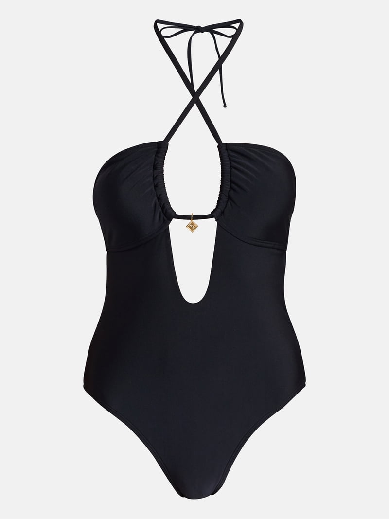 No Boundaries Keyhole Halter One-Piece Swimsuit, Women's XXS-XXL