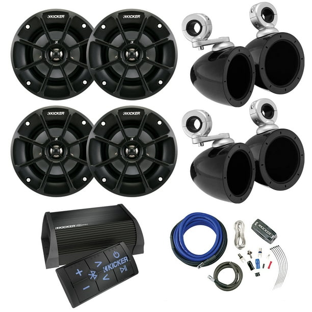 Kicker 2 Channel Portable Bluetooth Amplifier w/ Remote, 4 x Kicker 4