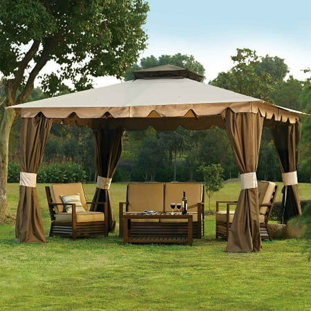 10 x 12 Hampton Gazebo Canopy w/ Mosquito Netting & Privacy