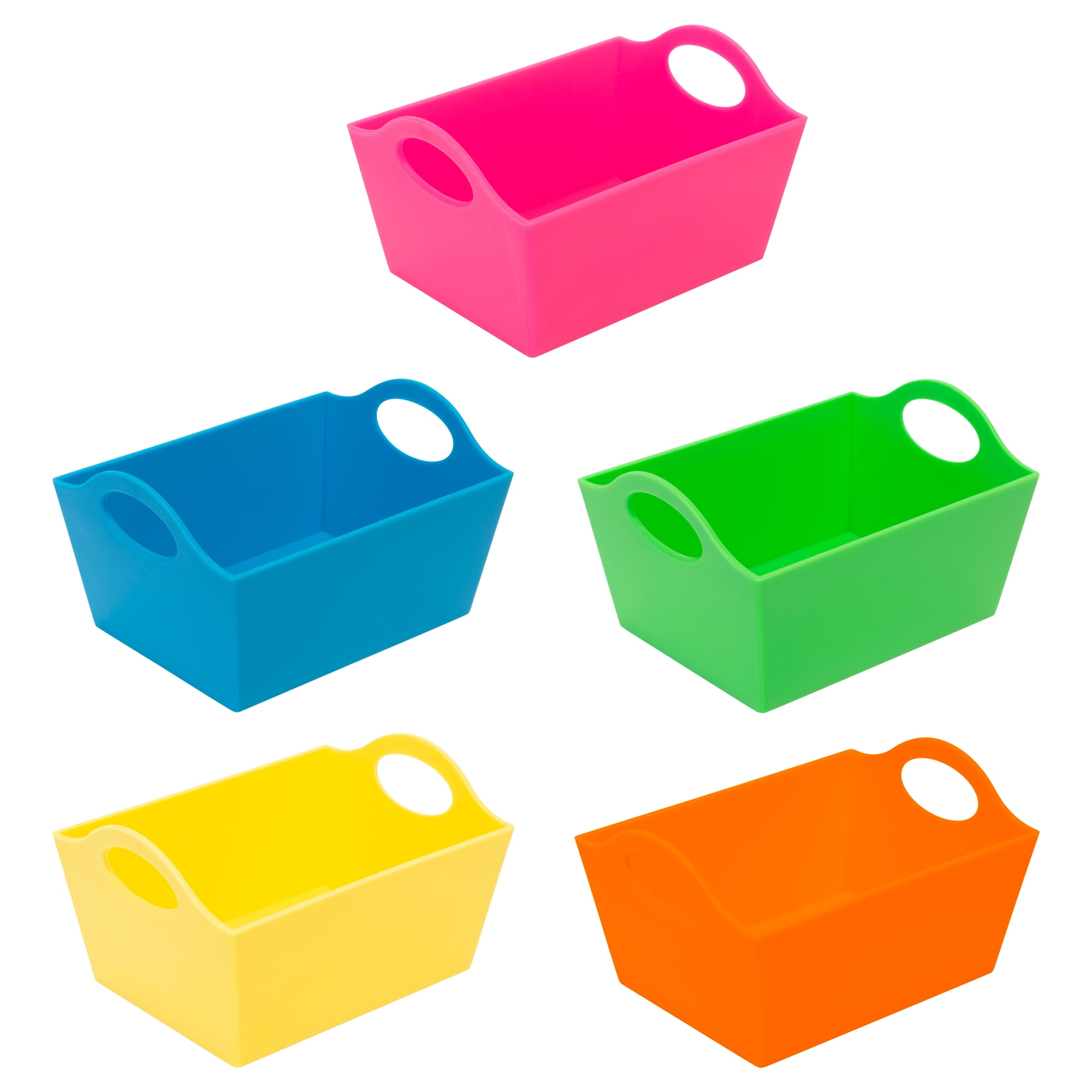 Simplify 5 Pack Mini Plastic Drawer Organizer Storage Baskets in Neon