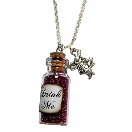 Alice in Wonderland "DRINK ME" Bottle Necklace with Rabbit ...