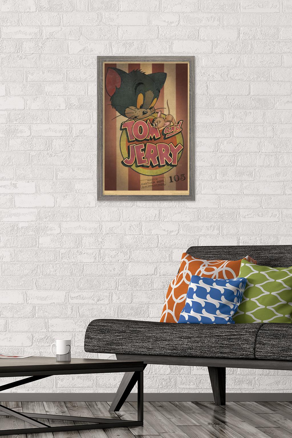 Tom And Jerry - Stripes Wall Poster, 14.725" x 22.375", Framed