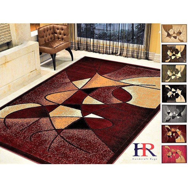 Handcraft Rugs Modern Contemporary Living Room Rugs Abstract Carpet With Round Oval Swirls Pattern Shed Free Burgundy Red Beige Ivory Black 2x 3 Feet Doormat Walmart Com Walmart Com