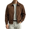 thumbnail image 2 of Men's Relaxed Fit Zip Up Jacket Lapel Collar Smooth Textured Coat with Pockets Fully Lined Casual Spring Fall Outfits Outerwear, 2 of 8