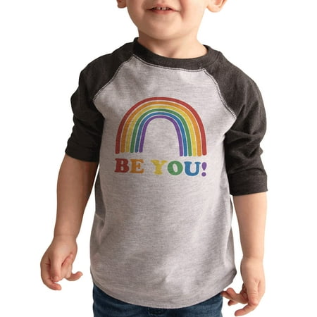 

7 ate 9 Apparel Kids Pride Shirts - Be You! Rainbow Grey Shirt 3T