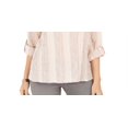 thumbnail image 3 of Style & Co Women's Striped Split Neck Top Pink Size X-Small, 3 of 3