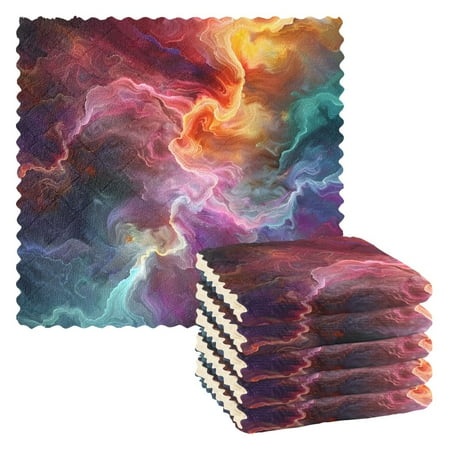 

Kitchen Dish Towels Soft Absorbent Dish Cloths 11 x11 Colorful Nebulae Mixture 6 Packs