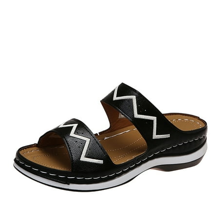 

Luiyenes Shoes Beach Wedge Wave Open Sandals Round Pattern Toe Toe Shoes Women s Women s sandals