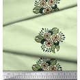 thumbnail image 2 of Soimoi Crepe Silk Fabric Leaves & Floral Block Print Sewing Fabric Yard 42 Inch Wide, 2 of 3