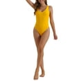 thumbnail image 2 of INSPIRE CHIC Women's Solid Scoop Neck Bikini, 1 Piece Wide Strap Low Back Slimming Monokini Bathing Suit Small Yellow, 2 of 5