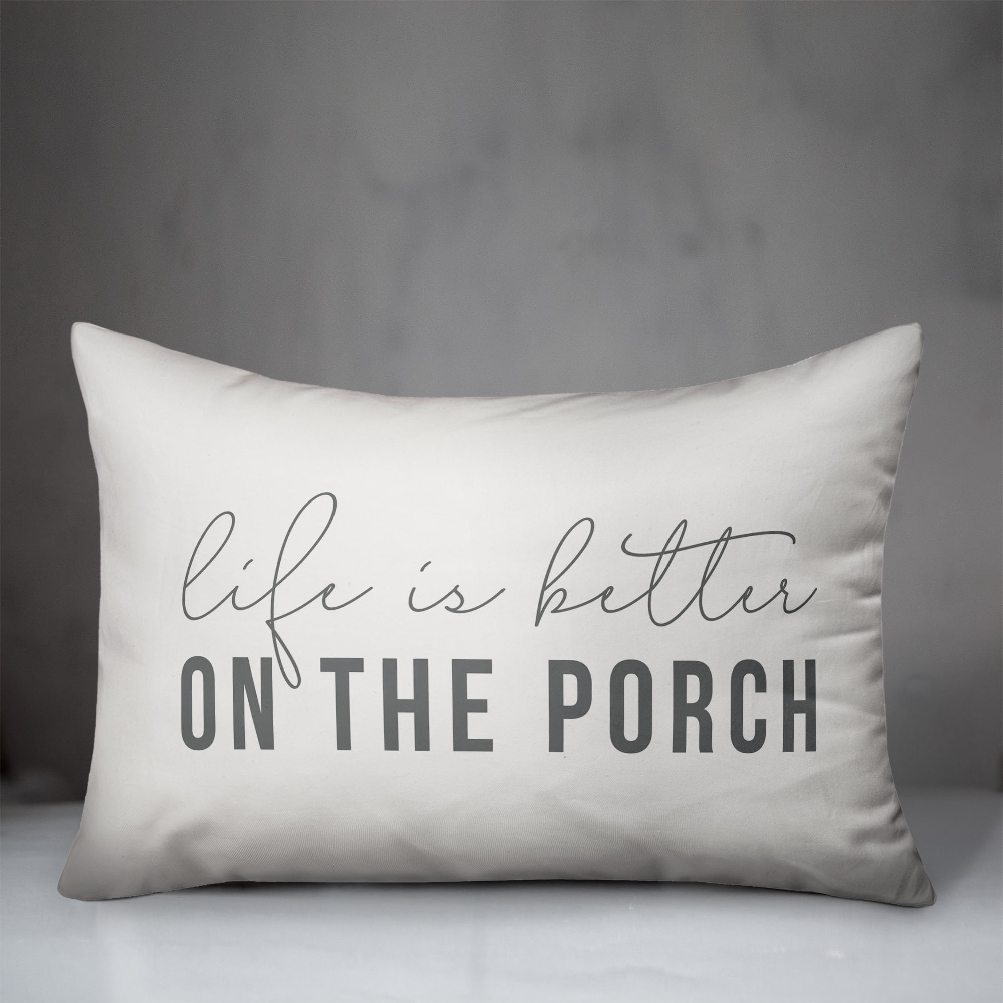 Creative Products Life is Better On the Porch White and Grey 14x20 Indoor / Outdoor Pillow