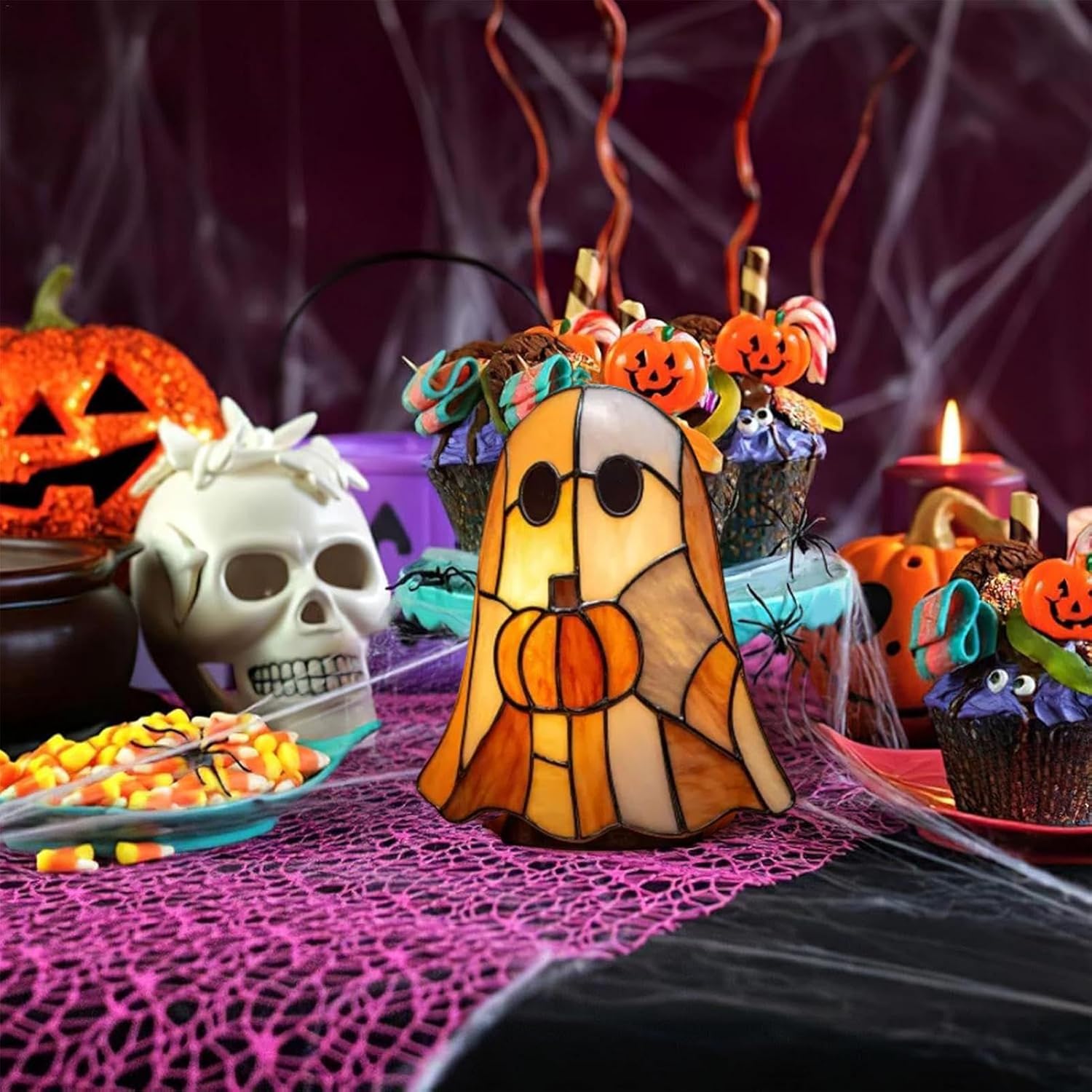 Ghost Lights - Spooky Night Lamp, Cute LED Decoration, Portable Illuminating Piece, Soft Glow Accent | Halloween Display, Nursery Bedroom Lighting, Holiday Shelf Ornament, Baby Room Ambience, Indoor
