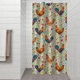 thumbnail image 2 of Rooster and Floral Green Pattern Modern Waterproof Shower Curtain Set with 12 Hooks, Washable Decorative Bathroom Shower Curtain, 2 of 6
