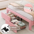 thumbnail image 4 of Virans Queen Size Velvet Upholstered Bed Frame with Headboard & 2 Storage Drawers,Princess Platform Bed Frame with Charging Station & LED,No Box Spring Needed,Pink, 4 of 9