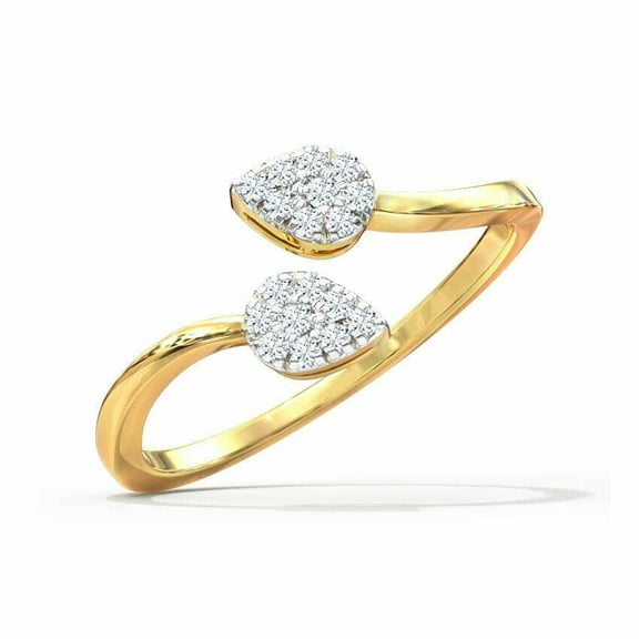 HeartsAndYou 1ct Engagement Ring for Women Round Cut Moissanite Halo Bypass Design 18k Yellow Gold Over Silver