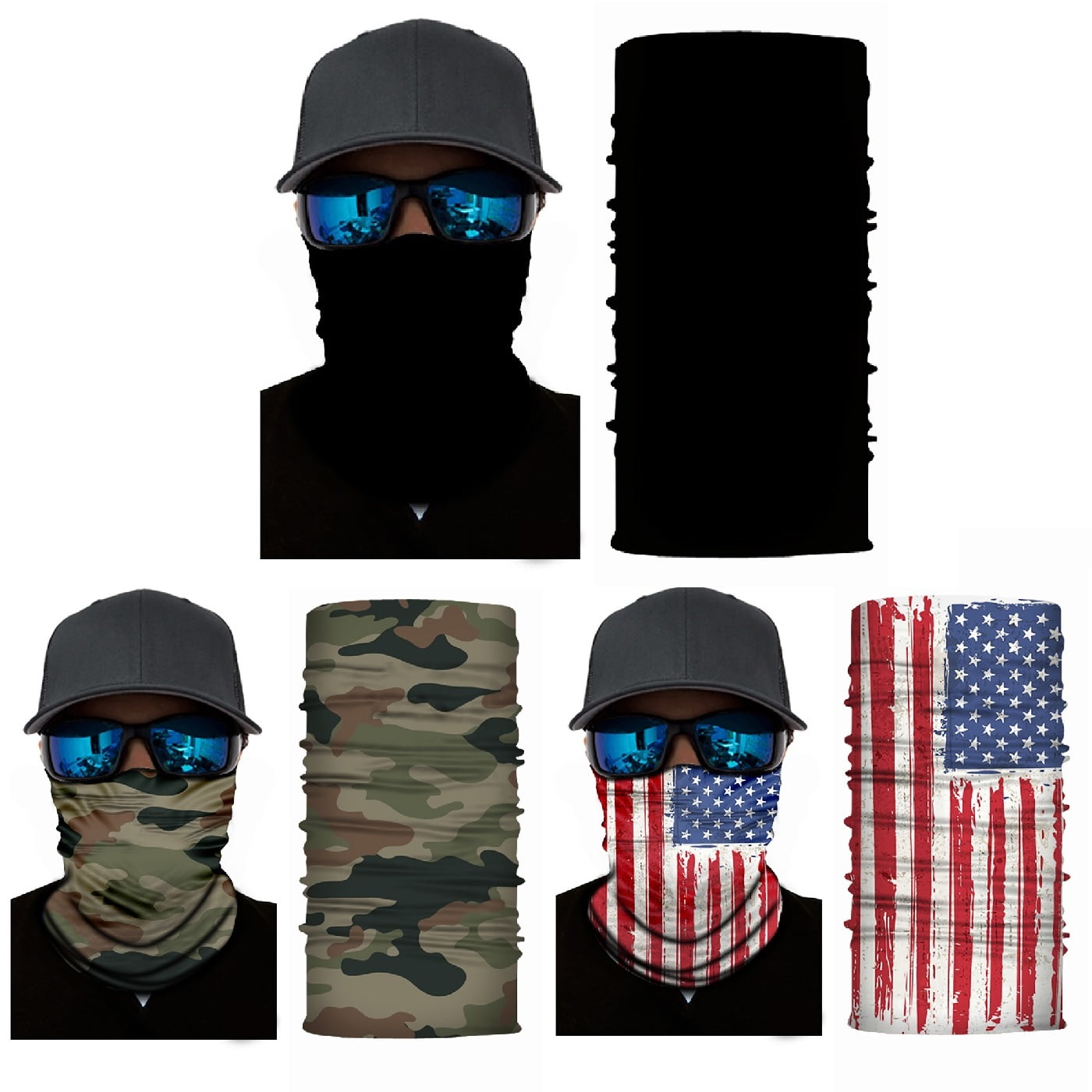 Pack of 3 Face Mask with Dust and Sun UV Protection - Elastic and Microfiber Breathable Tube Neck Warmer