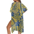 thumbnail image 5 of HELLHERO High Quality Fabrics Long Kimono Swimsuit Cover Up for Summer Casual Loose Cardigan Free Size Bathing Suit Cover Up Floral Geometric, 5 of 6