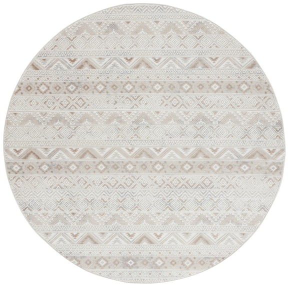 SAFAVIEH Hanna Jarred Striped Area Rug, Ivory/Beige, 6'7" x 6'7" Round