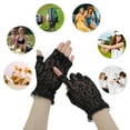 thumbnail image 5 of Unique Bargains 1 Pair Breathable Fingerless Leopard Print Manicure Gloves Women Black, 5 of 6