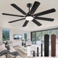thumbnail image 1 of Zardon 62" Black Modern Ceiling Fan with Light and Remote Control, Reversible Quiet DC Motor, Bright LED Light, 6-Speed, Timer for Bedroom, Living Room, 1 of 8