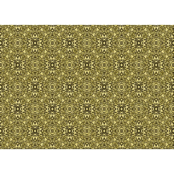 Ahgly Company Indoor Rectangle Patterned Bold Yellow Area Rugs, 5' x 8'