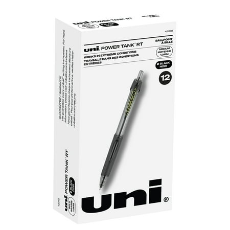 UPC: 0030246420706 | Uniball Power Tank RT Ballpoint Pens  Medium Point (1.0mm)  Black Ink  12 Count