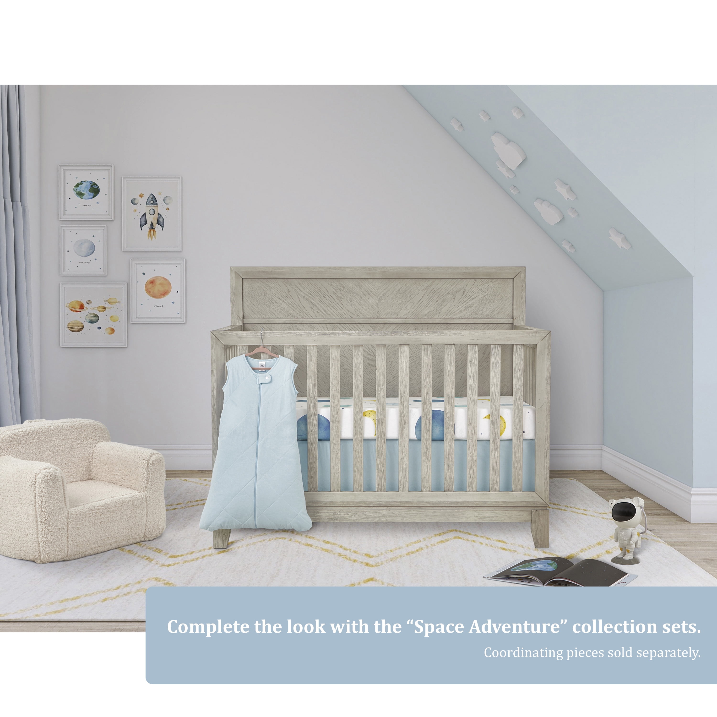 Evolur Space Adventure Collection ( 2pc Sheet Set ), Arctic Blue & Space Print