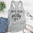 thumbnail image 2 of Thick Thighs And Pretty Eyes Tank Top, Ladies Racerback Tank Top, Body Positive Tank, Body Positivity Tank, Silver Gray, Large, 2 of 3