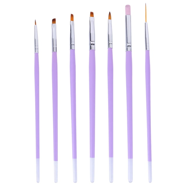 Miangastore Fingernail Brush 7 Pcs Violet Nail Art Brushes for Professional Use