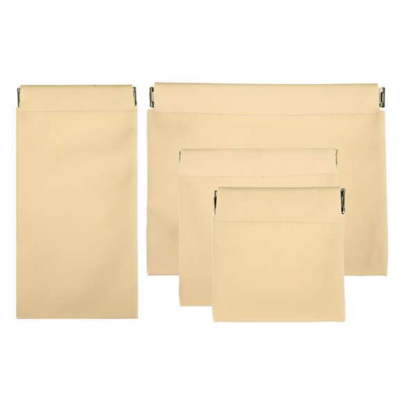 Uxcell 4 Pcs Bolsa de Cosméticos de Piel de Cordero, 4 Tamaños (8/12/14/9cm) Bolsa de Maquillaje Pequeña para Mujeres
