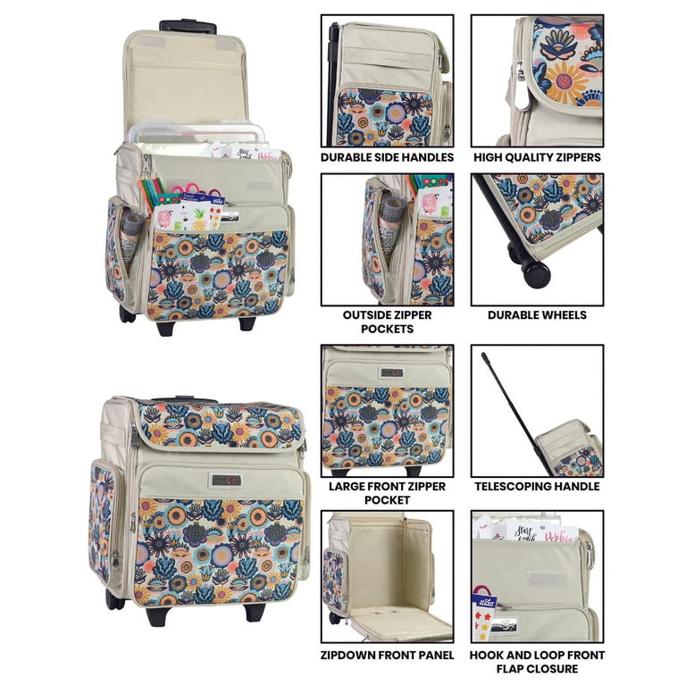 Collapsible Rolling Scrapbook Featherweight Case Grey Hexagon