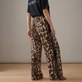 thumbnail image 3 of adaychics Womens Leopard Pants Side Striped Elastic Waist Drawstring Baggy Pants with Pockets Daily Wear, 3 of 6