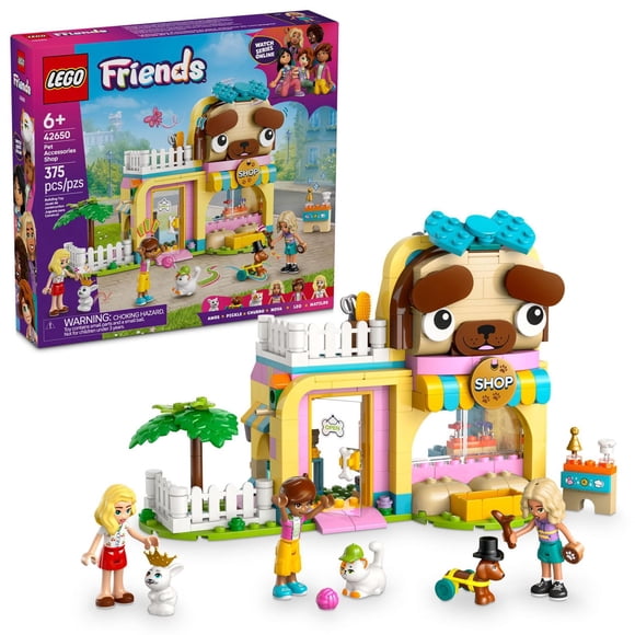 LEGO Friends Pet Accessories Shop Pretend Play Set - Building Toy for Kids, Girls and Boys, Ages 6+ - with 3 Minidolls, Toy Dog, Cat, & Rabbit - Gift Idea for Birthday - 42650