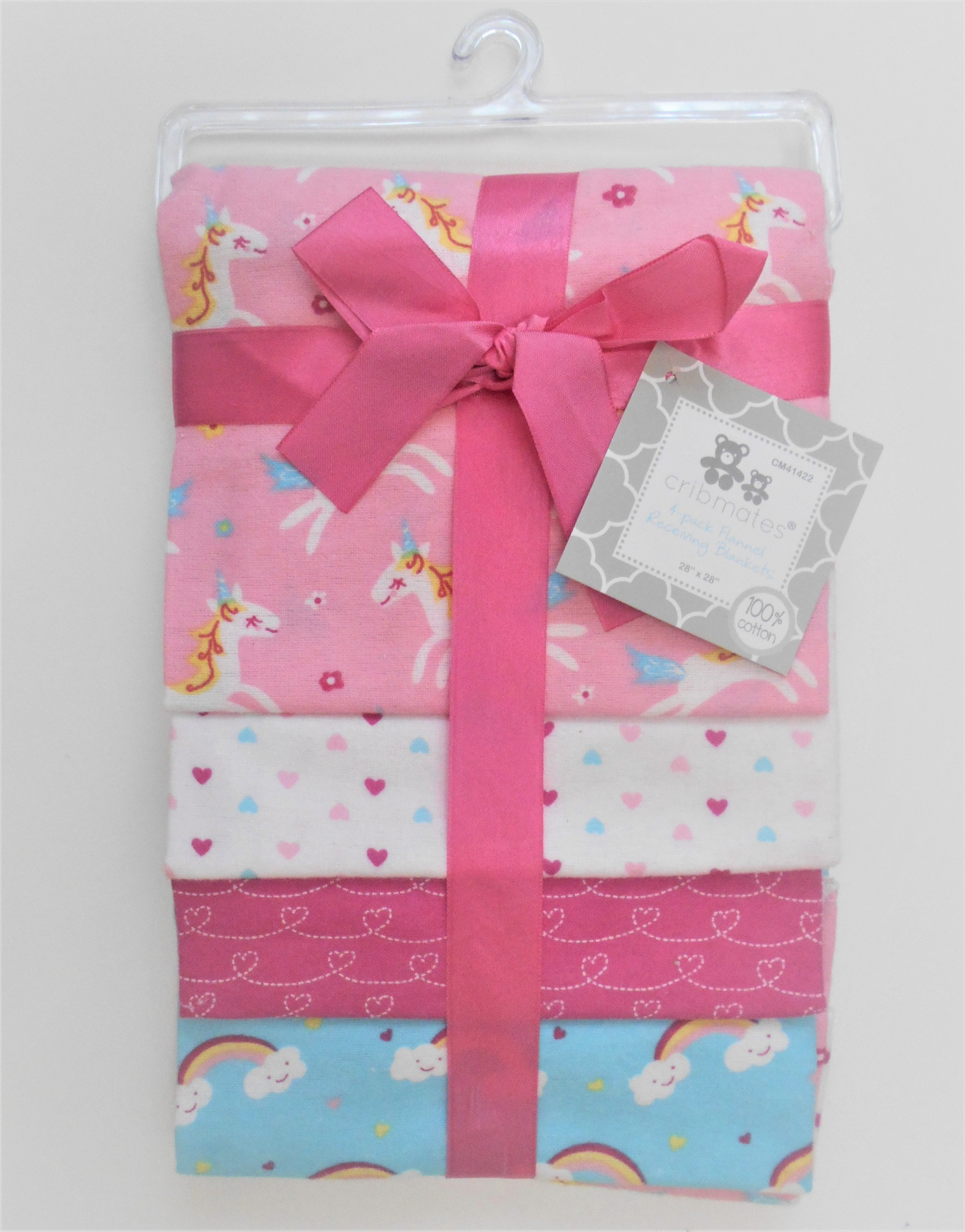 CRIBMATES RECEIVING X4 CRIBMATES GIRLS UNICORN AQUA PINK