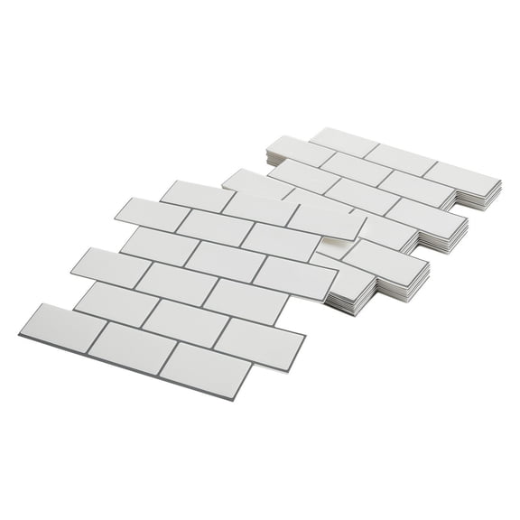 10Pcs Peel and Stick Backsplash 12x12in Self-Adhesive Wall Tiles, 0.08in Thick 3D Tile-Look, Heat and Water Resistant, Easy DIY Installation for Kitchen, Bathroom, Fireplace, and Shower Walls