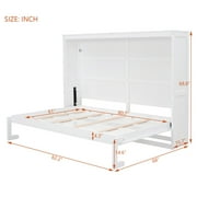 Bellemave Queen Murphy Bed Frame, Foldable Cube Cabinet Queen Size Platform Beds, Modern Wall Bed for Guest Room or Home Office(White)