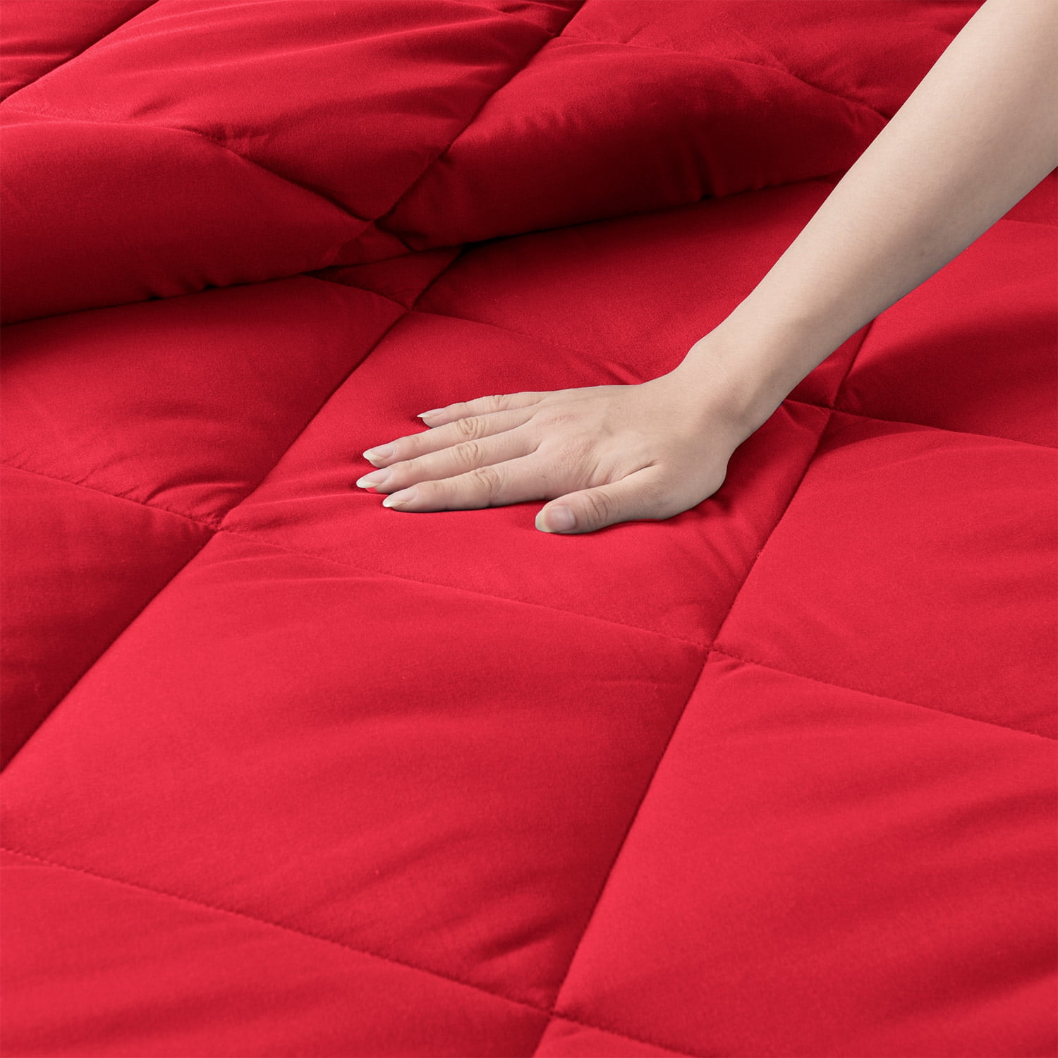 EvJk 3-Piece Queen Comforter Set – Red/ Black Reversible All Season Bedding