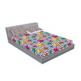 thumbnail image 2 of Ambesonne Nautical Fitted Sheet & Pillow Sham Set, 3D Stars Wavy Stripes, Queen, Multicolor, 2 of 2