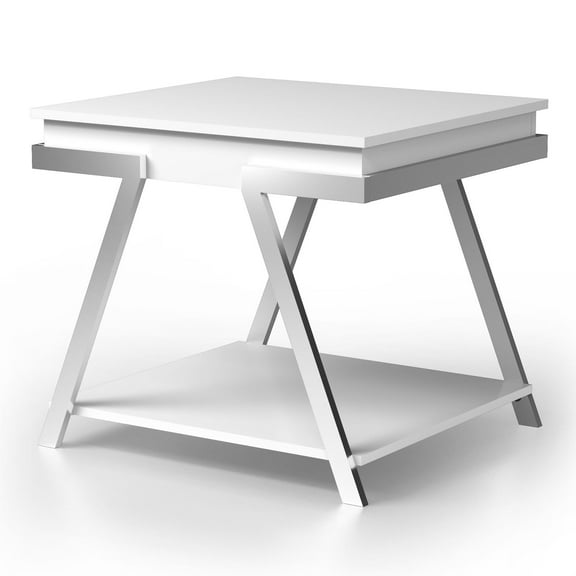 Furniture of America Becti Contemporary Wood 1-Shelf End Table in White