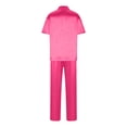 thumbnail image 6 of Womens Satin Silk Pajama Set Button Down Lapel Short Sleeve Shirt Elastic Long Pajama Pant Set Soft PJ Loungewear S-2XL, 6 of 6