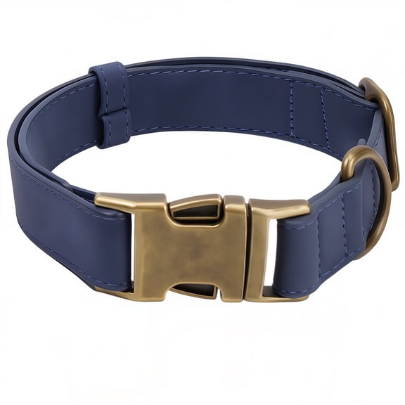 14.96 to 22.83 Inch Adjustable Heavy Duty Dog Collar with Quick Release Buckle PU Leather Rolled Durable Puppy Martingale Collar Rust Proof Pet Choker for Small Medium Large Dog (Blue L) DIY