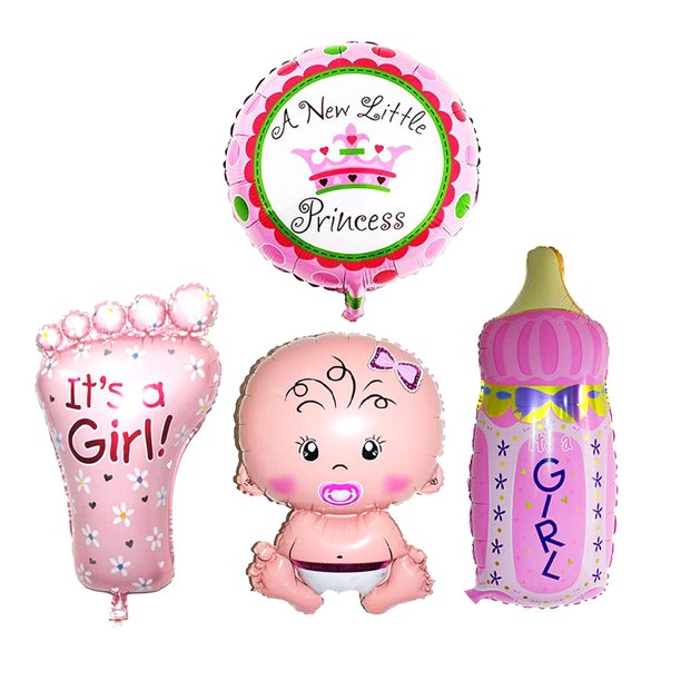 4 Piece Boy/Girl Foil Helium Balloon Newborn Baby Shower Birthday Party