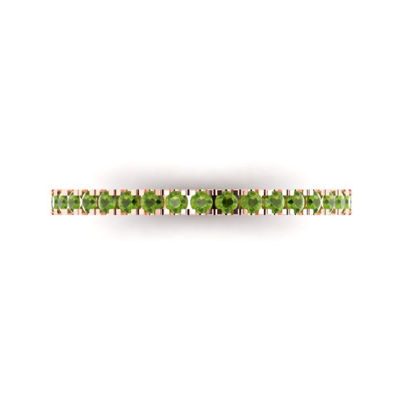 0.57 ct Brilliant Round Cut Natural Peridot 18K Rose Gold Stackable Band SZ 10.5
