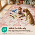 thumbnail image 4 of Design&I 9'x12' Washable Area Rug Pink Boho Distressed Vintage Border Detailing Scroll Lattice for Dining Room, Basement, Large Office, Snag-Free, 4 of 7