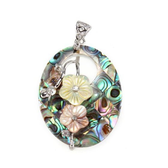Fashion Natural Hollow Flowers Animal Paua Abalone Shell Pendant Bead Necklace 