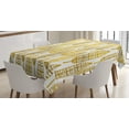 thumbnail image 1 of Ambesonne Feather Tablecloth Rectangular Table Cover, Ornate Leaves Boho Print, 52"x70", Amber Marigold and White, 1 of 4
