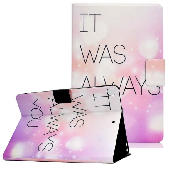 iPad 10.2" Case 2019, iPad 7th Generation Case, Allytech Slim Fit Folio Shockproof Flip Stand Smart Cover with Auto Sleep Wake Lightweight Girls Women Case Cover for Apple iPad 10.2,Pink Letter